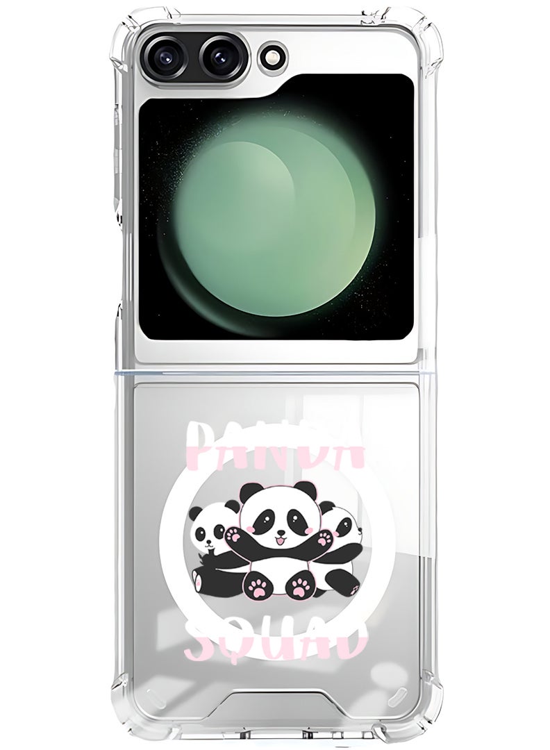 Theodor Magnetic Case for Samsung Galaxy Z Flip 5 Compatible with MagSafe Wireless Charging, Shockproof Phone Bumper Cover Panda squad - Image 1