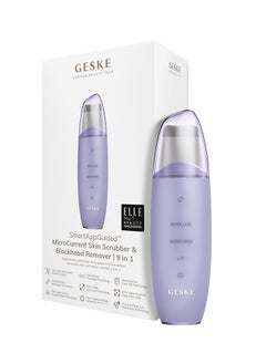GESKE SmartAppGuided MicroCurrent Skin Scrubber & Blackhead Remover, 9 in 1, Skincare Tools, Face Cleaning, Anti Ageing and Cleansing, Professional Face Tightening, Blackhead Remover - Purple  - Image 1