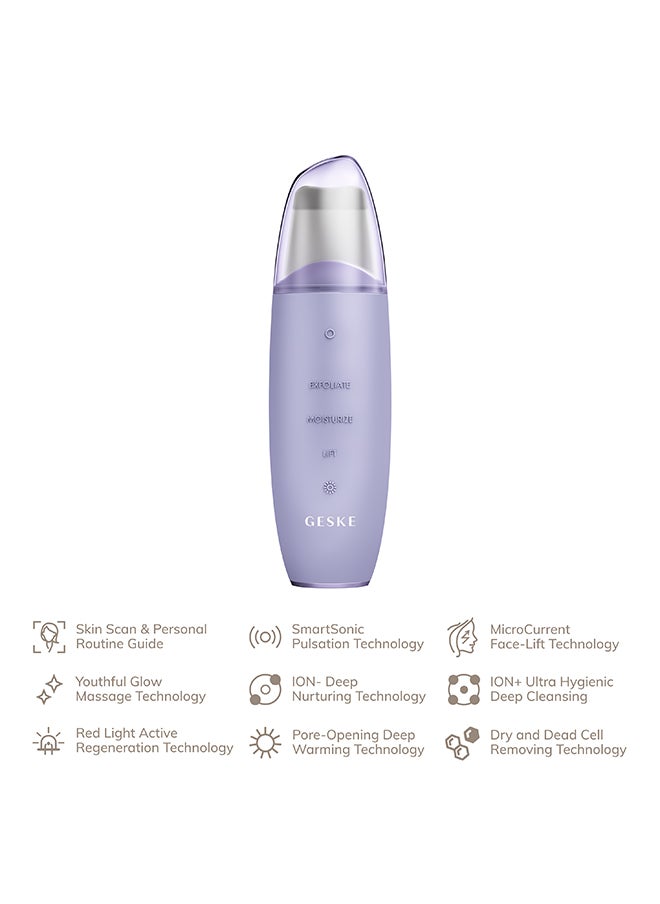 GESKE SmartAppGuided MicroCurrent Skin Scrubber & Blackhead Remover, 9 in 1, Skincare Tools, Face Cleaning, Anti Ageing and Cleansing, Professional Face Tightening, Blackhead Remover - Purple  - Image 2