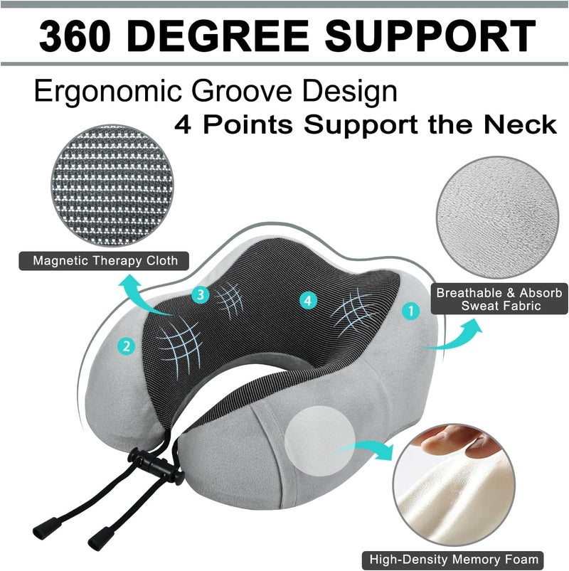 urnexttour Travel Pillow and Blanket Set Neck Pillows Soft Blankets with Sleep Mask Travel Essentials for Airplane Car Memory Foam Grey - Image 3