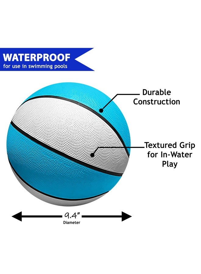 Botabee Official Size Pool Basketball - 9.4" Diameter, Size 7 Waterproof Basket Ball for The Pool - Textured Grip for in-Water or Outdoor Play - Compatible with Pool Basketball Hoops - White and Blue - Image 2