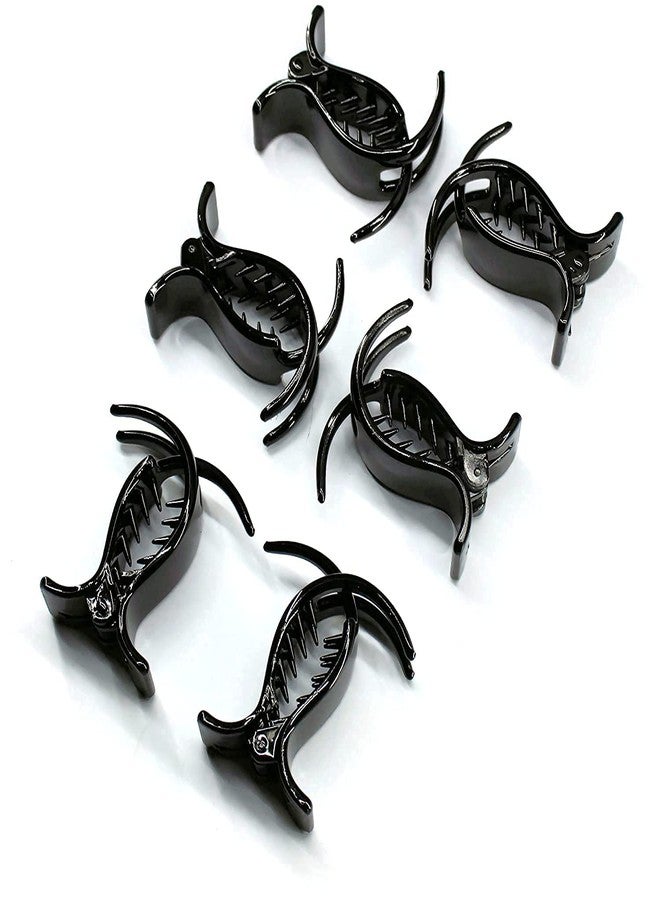 imioxo Black Hairclip for Women Medium Size Trendy Plastic Hair Clutch Hair Clip pack of 6 - Image 2
