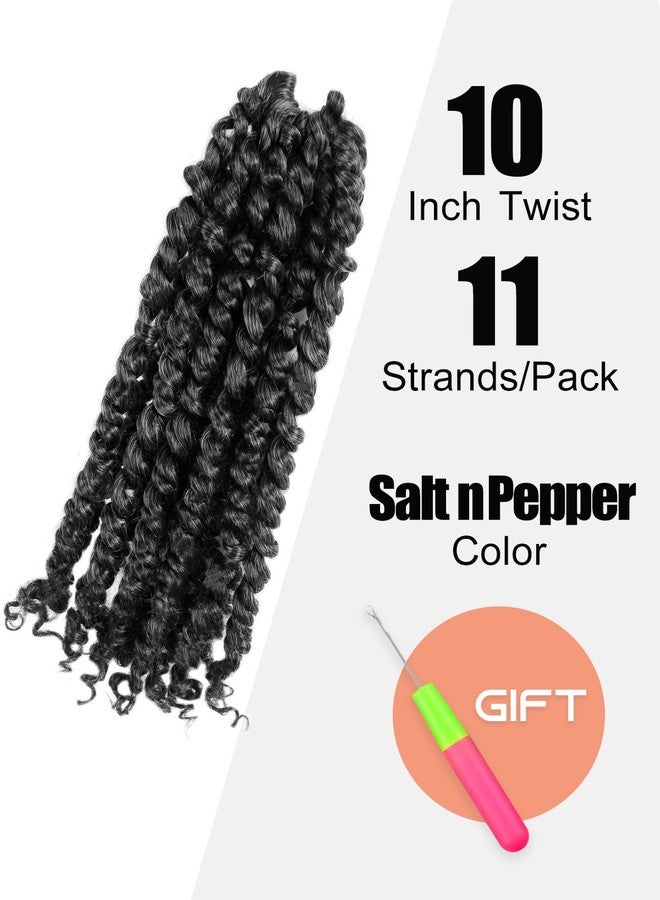 KAVSORAPI Passion Twist Hair,10 Inch Passion Twist Braiding Hair,Short Pre Looped Crochet Twist Jumbo Pre-twisted Two Strand Braids 8 Packs (Salt and Pepper) - Image 2