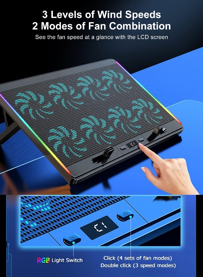 Loquat Laptop Cooling Pad with 8 Quiet Fans 7 Angles 2 USB Port, Laptop Cooler for 12.1-17.3 Laptop - Image 3
