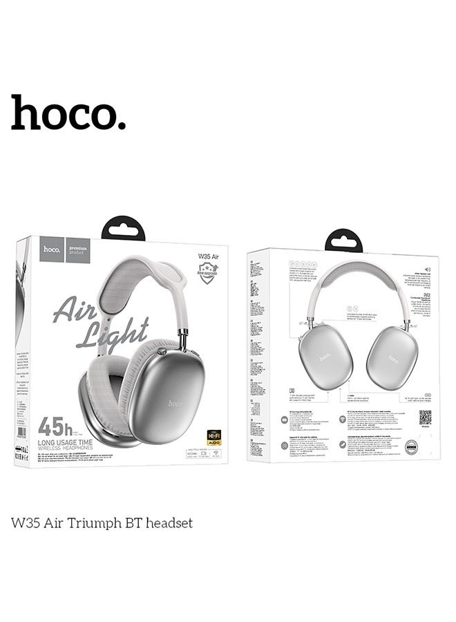 هوكو. سماعة بلوتوث W35 Air Triumph - بلوتوث 5.3، 45 ساعة تشغيل، دعم متعدد الأوضاع (فضي) - Image 5