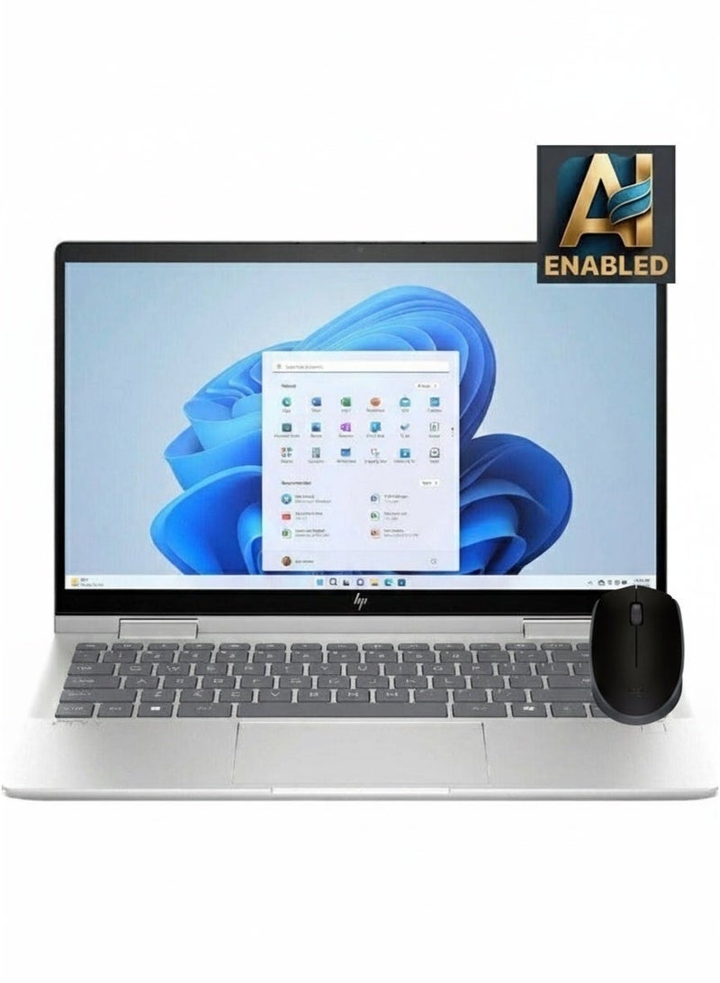 HP Envy X360 14-ES1023DX 2-IN-1 Laptop With 14-Inch Display, Core Ultra 7-150U Processor/16GB RAM/512GB SSD/Intel Iris XE Graphics/DOS English grey + Logitech Mouse M171 - Image 1