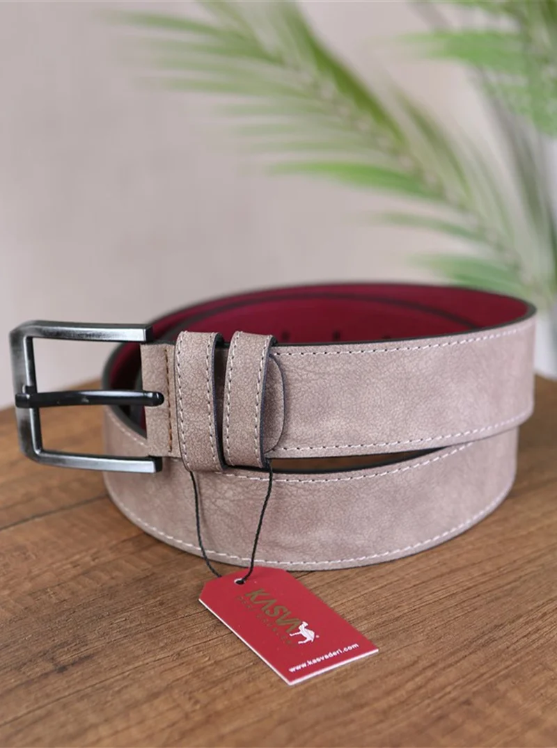 Kasva Deri Kasva Leather 4.5 cm Mink Stitched Plain Faux Sports Belt