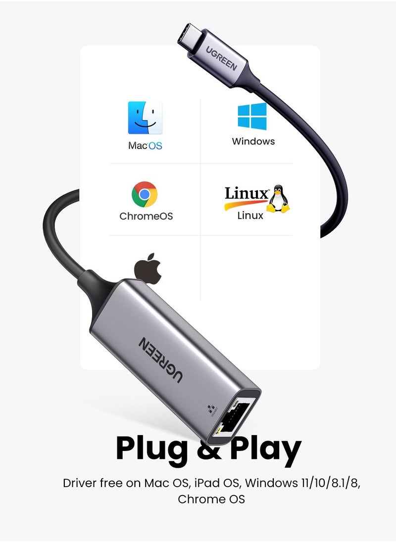 Ugreen - USB C to Ethernet Adapter Gigabit  RJ45 Wired Network Thunderbolt 3 LAN Compatible with MacBook Surface Pro iPad Pro 2021 Switch PS5 XPS15 13 Galaxy Tabs - Image 1