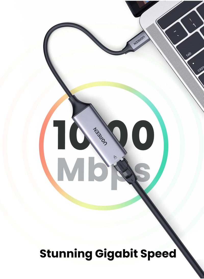 Ugreen - USB C to Ethernet Adapter Gigabit  RJ45 Wired Network Thunderbolt 3 LAN Compatible with MacBook Surface Pro iPad Pro 2021 Switch PS5 XPS15 13 Galaxy Tabs - Image 1