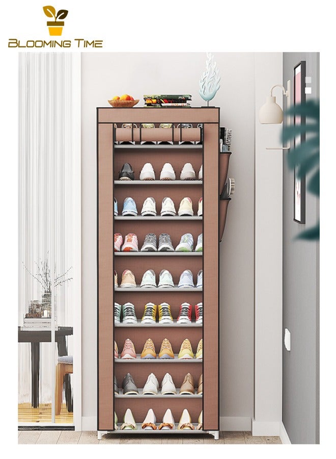 Simple Shoe Rack,Multi-layer Steel Tube Assembly Dustproof Shoe Cabinet,Student Dormitory Household Storage Cabinet,Economy Shoe Cabinet Shoe Rack,Dustproof Multi-layer Storage Shoe Cabinet,Doorway Storage Rack,Non-woven Dustproof Shoe Rack,Brown