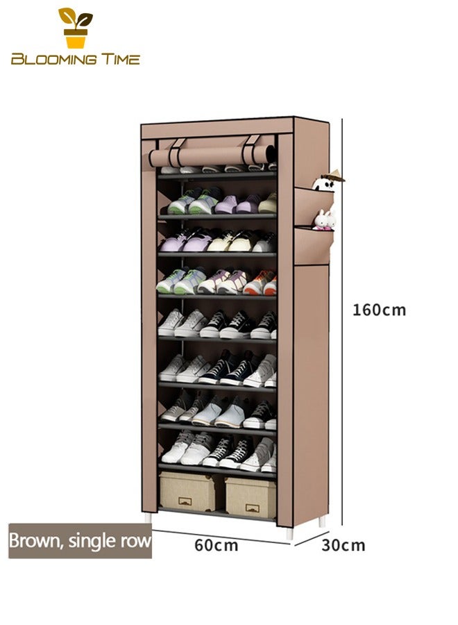 Simple Shoe Rack,Multi-layer Steel Tube Assembly Dustproof Shoe Cabinet,Student Dormitory Household Storage Cabinet,Economy Shoe Cabinet Shoe Rack,Dustproof Multi-layer Storage Shoe Cabinet,Doorway Storage Rack,Non-woven Dustproof Shoe Rack,Brown