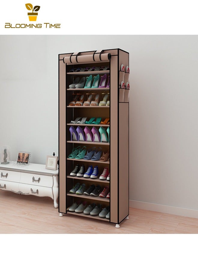 Simple Shoe Rack,Multi-layer Steel Tube Assembly Dustproof Shoe Cabinet,Student Dormitory Household Storage Cabinet,Economy Shoe Cabinet Shoe Rack,Dustproof Multi-layer Storage Shoe Cabinet,Doorway Storage Rack,Non-woven Dustproof Shoe Rack,Brown