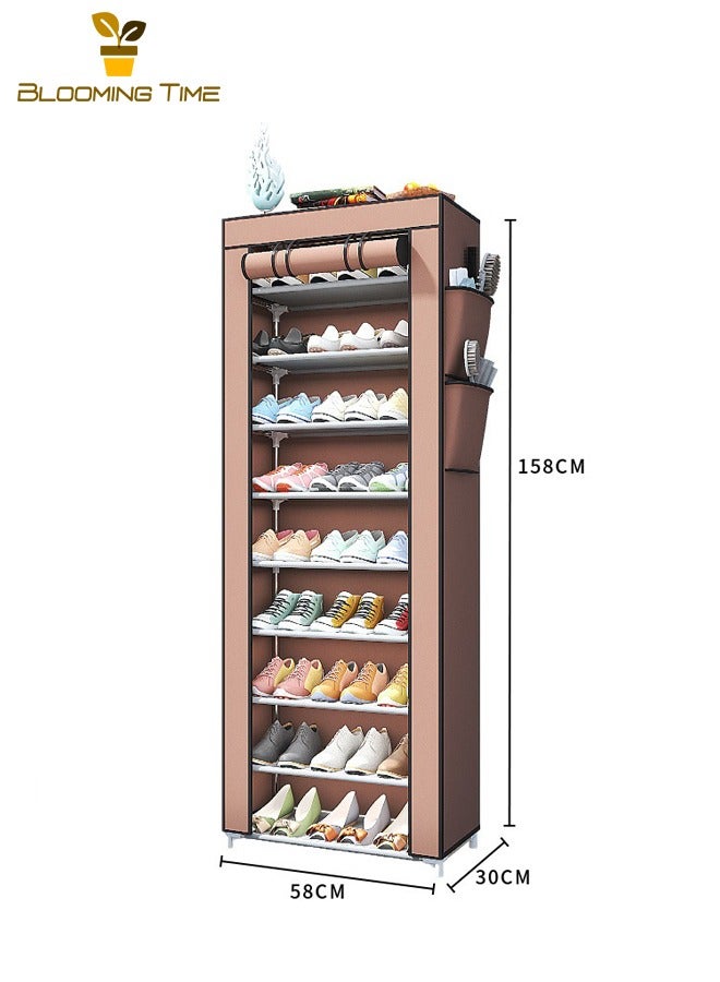 Simple Shoe Rack,Multi-layer Steel Tube Assembly Dustproof Shoe Cabinet,Student Dormitory Household Storage Cabinet,Economy Shoe Cabinet Shoe Rack,Dustproof Multi-layer Storage Shoe Cabinet,Doorway Storage Rack,Non-woven Dustproof Shoe Rack,Brown