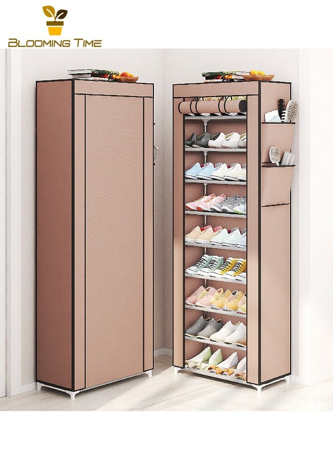 Simple Shoe Rack,Multi-layer Steel Tube Assembly Dustproof Shoe Cabinet,Student Dormitory Household Storage Cabinet,Economy Shoe Cabinet Shoe Rack,Dustproof Multi-layer Storage Shoe Cabinet,Doorway Storage Rack,Non-woven Dustproof Shoe Rack,Brown