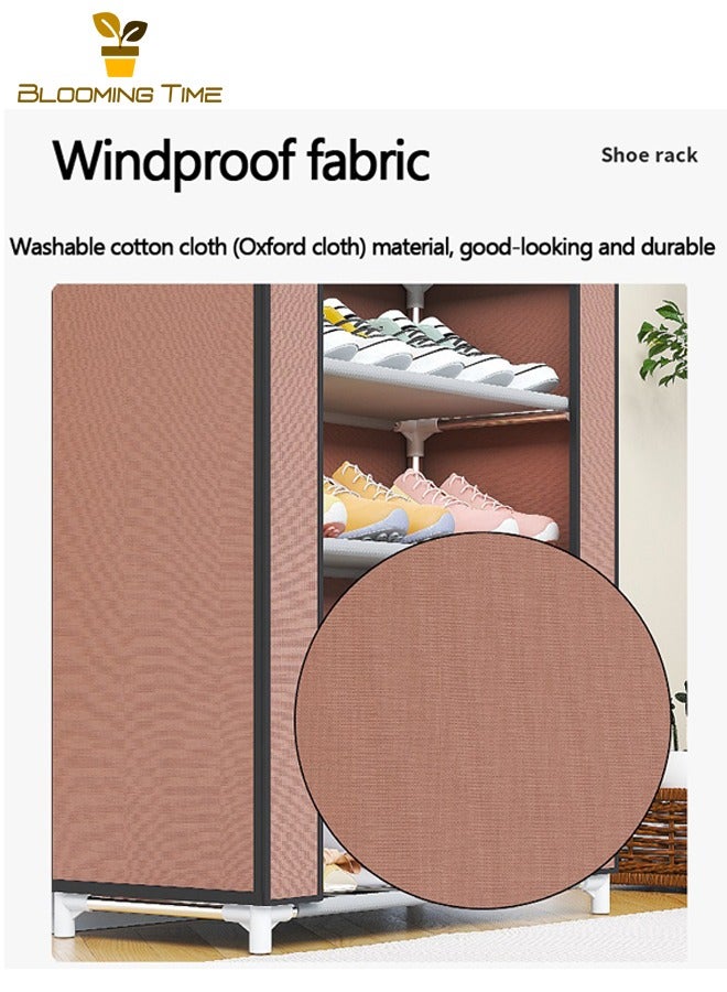 Simple Shoe Rack,Multi-layer Steel Tube Assembly Dustproof Shoe Cabinet,Student Dormitory Household Storage Cabinet,Economy Shoe Cabinet Shoe Rack,Dustproof Multi-layer Storage Shoe Cabinet,Doorway Storage Rack,Non-woven Dustproof Shoe Rack,Brown