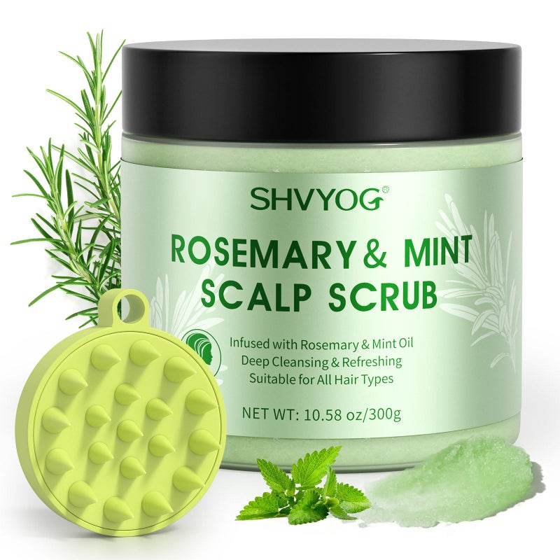 SHVYOG Scalp Scrub Rosemary Scalp Exfoliator Scalp Exfoliator Scrub for Build Up Oily Hair Hair Treatment Nourishing Detox Hair Care with Scalp Massager