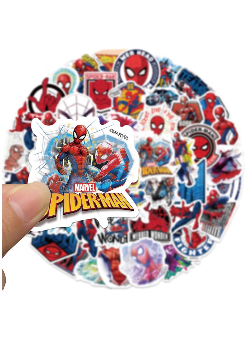 SOLARAE 50Pcs Spiderman Stickers, Waterproof Vinyl Anime Kids Stickers, Graffiti Aesthetic Stickers Decals, for Skateboard Laptop Phone Luggage Motorcycle Bicycle Fridge, Water Bottle Helmet Kids Teens Gift - Image 2