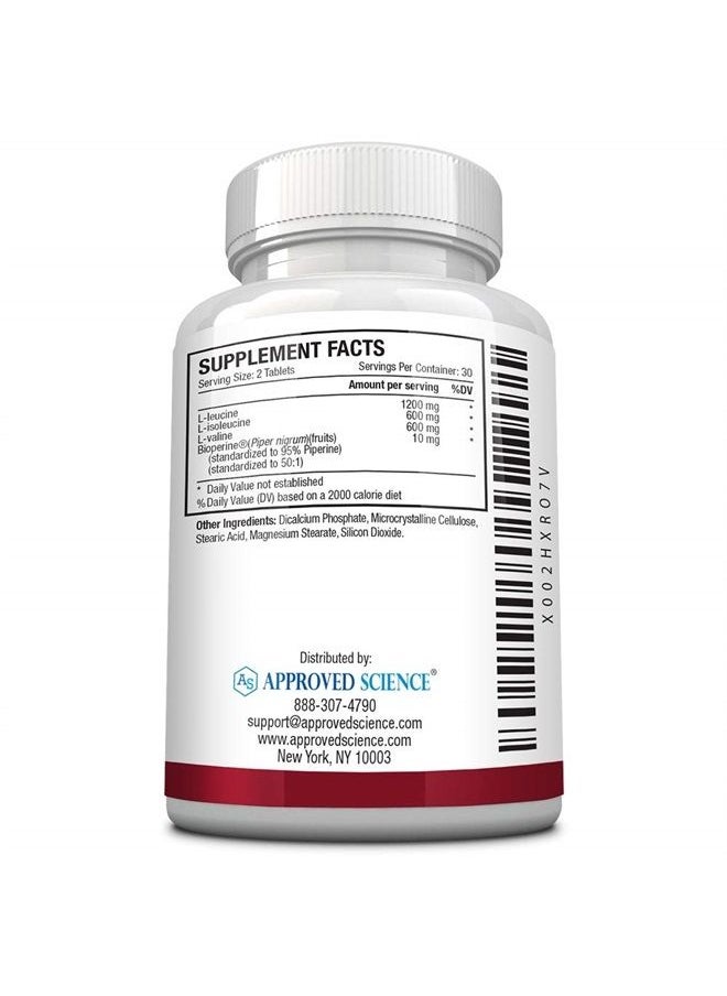BCAA Supplement - 60 Tablets - 2400mg - Increase Performance and Enhance Muscle Development - L-Leucine, L-Isoleucine, L-Valine - Made in USA, Non-GMO