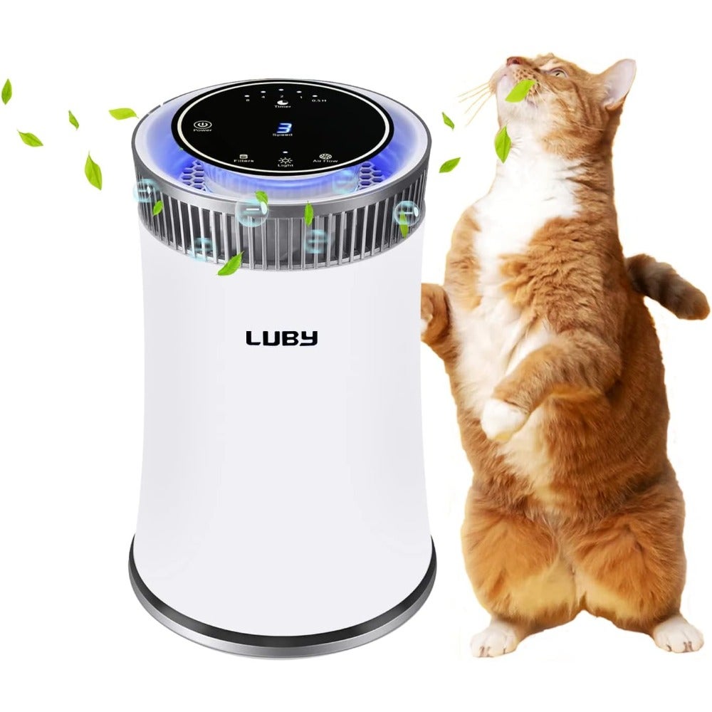 Air Purifier For Home With True HEPA Filter 5 Speeds 8H Timer Night Light Filter Change Reminder Portable Air Cleaner For Dust Smokers Pollen Pet Dander Hayfever Cooking Smell
