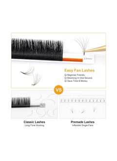 NAGARAKU NAGARAKU Easy Fan Eyelash Extensions Volume Lash 0.07 C curl 8-15mm Mix Tray Rapid Blooming Faux Mink Cluster For Beginners Soft Professional Lash Supplies  - Image 4