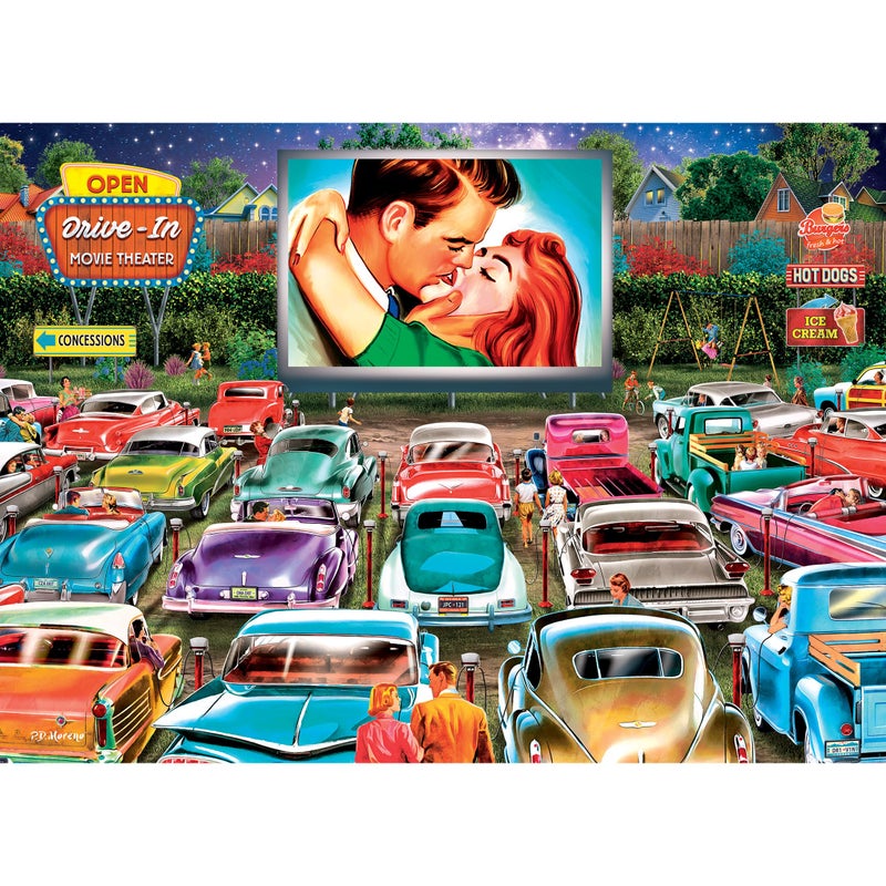 RoseArt Back to The Past Drive in Date Night 1000 Piece Jigsaw Puzzle for Adults - Image 2