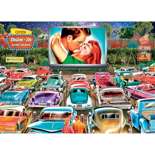 RoseArt Back to The Past Drive in Date Night 1000 Piece Jigsaw Puzzle for Adults - Image 1