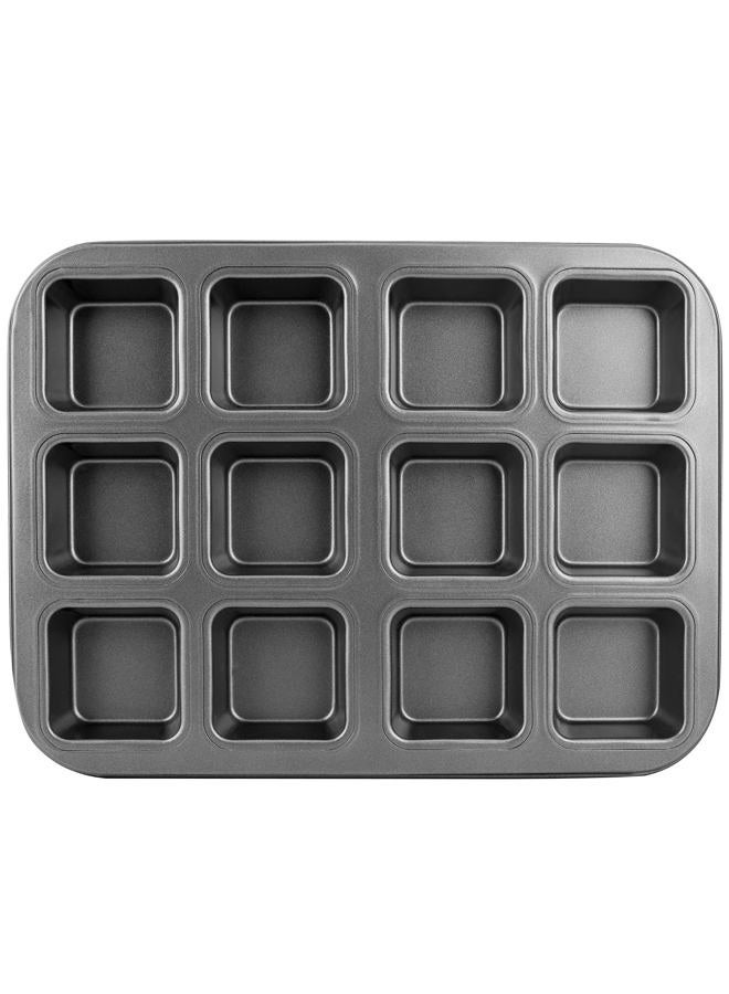 Beasea Brownie Pan 12 Cavity, Nonstick Brownie Cake Pan Mini Cheesecake Pan Cupcake Pan Carbon Steel Brownie Baking Tray Bakeware for Oven Baking - Image 1