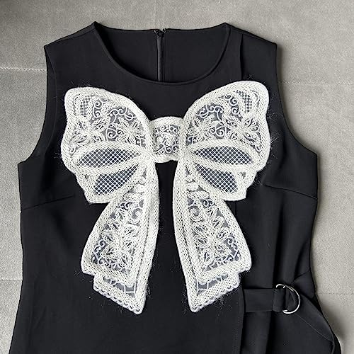 SuiGlory 2 PCS Bowknot Lace Applique, White Embroidered Applique Patches for Decor Bridal Wedding Dress Decoration - Image 5