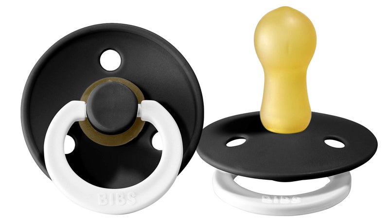 BIBS Pacifiers Colour Collection | Natural Rubber Baby Pacifier | Set of 2 BPA-Free Soothers | Made in Denmark | 6+ Months (Pack of 2) | Black Night - Image 1