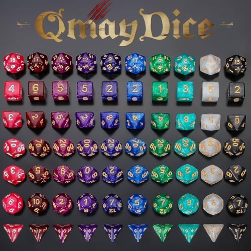 QMay DND Dice Set 10x7 70 Pieces Polyhedral Dice for Dungeons and Dragons DD RPG MTG Role Playing Games with 1 Drawstring Bag - Image 5
