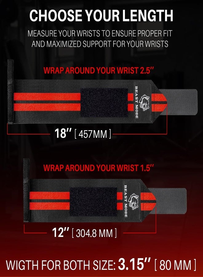TECEUM Weightlifting Wrist Wraps with Thumb Loop - Black and Red - Beast Mode - 18 inch - Heavy Duty Wrist Workout Brace for Men and Women - Ideal for Powerlifting, Strength Training, Bodybuilding - Image 5