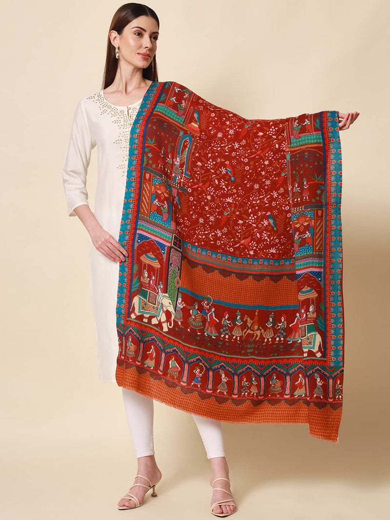 Pashmoda Women Shahnaz Pure Wool Printed Shawl (Size 101X203 CM) - Image 3
