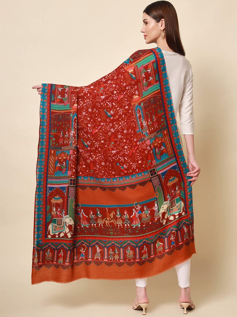 Pashmoda Women Shahnaz Pure Wool Printed Shawl (Size 101X203 CM) - Image 2