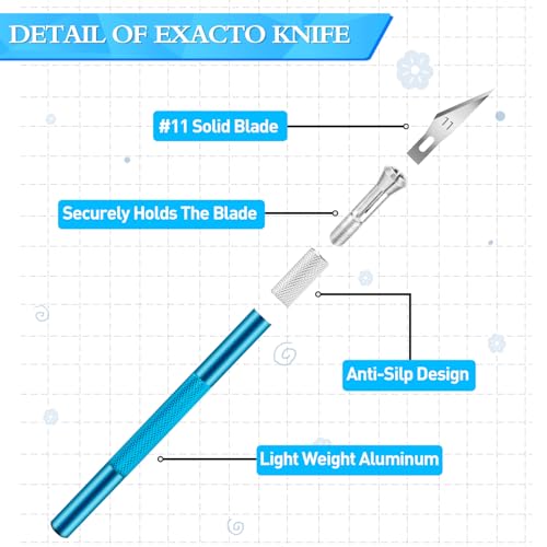 JETMORE Exacto Knife, 3 Exacto Knives with 30 Exacto Blades #11, Craft Knife, Hobby Knife, Precision Knife, Exacto Knife Set for Crafts, Arts, Modeling, Scrapbooking (Purple-Blue-Black) - Image 2