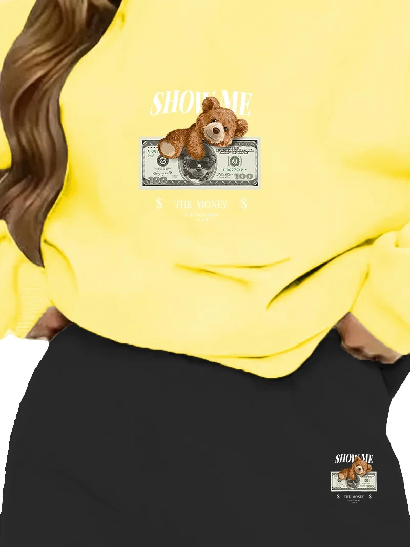 DogFish Tracksuit Oversize Silecousse Printed Tracksuit,lover,couple Combination Yellow