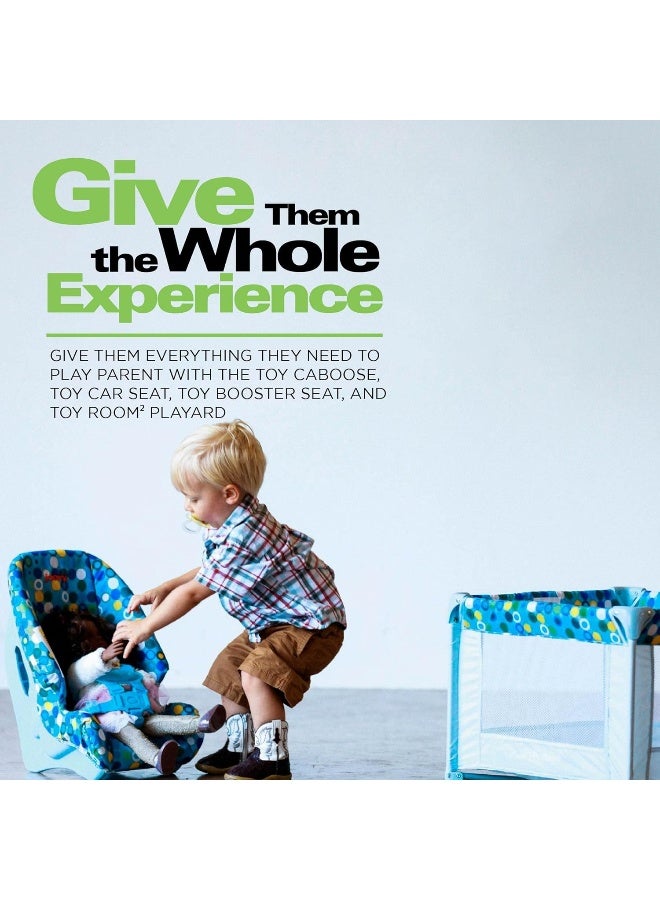 Joovy Toy Booster Seat & Functional Doll Car Seat Featuring Crash-Tested Latch System for Safety, Machine-Washable Cover for Easy Cleaning, and Five-Point Harness - Fits Dolls 12” to 22”, Blue - Image 2