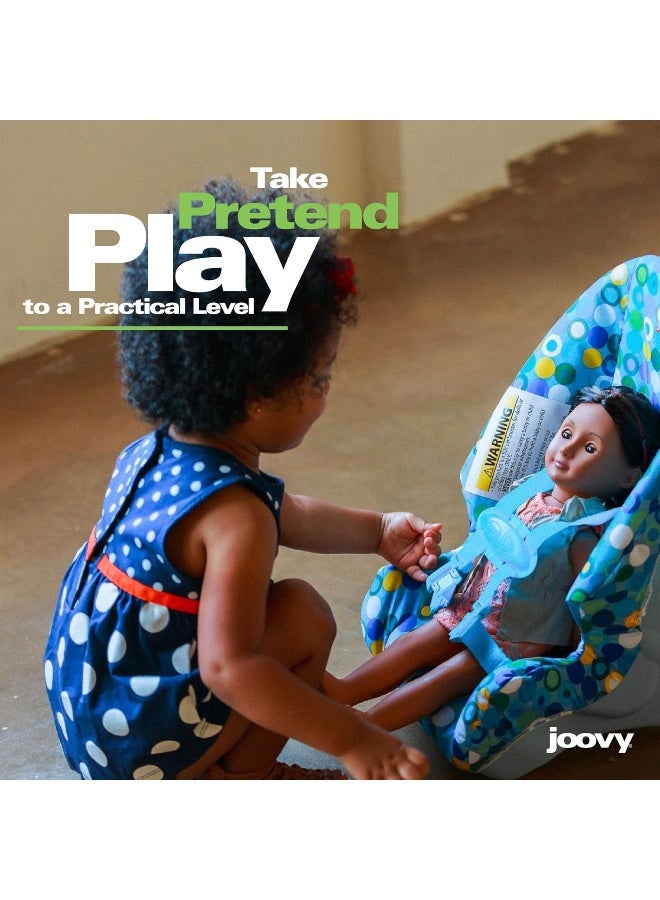 Joovy Toy Booster Seat & Functional Doll Car Seat Featuring Crash-Tested Latch System for Safety, Machine-Washable Cover for Easy Cleaning, and Five-Point Harness - Fits Dolls 12” to 22”, Blue - Image 5