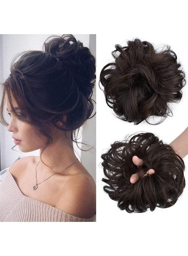 blushia 1Pcs Messy Bun Hair Piece Hair Extension With Elastic Rubber Band Hairpiece Synthetic Hair Scrunchies Hair Piece For Women Girls Color Brown - Image 2