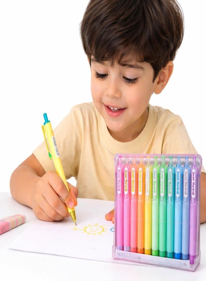 WISHKEY Plastic Colorful Retractable Gel Ink Pen Set For Kids, Unique Shades Drawing Pen, Stationery Gift For Decoration Class Projects, Doodling, Multicolor, 8+Years(Set of 9) - Image 1