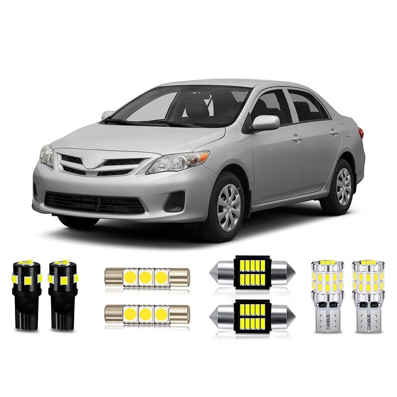 MEALAM White LED Bulbs Package Kit Compatible with 2003 2004 2005 2006 2007 2008 2009 2010 2011 2012 Toyota Corolla Interior Map Dome Light License Plate Light and Install Tool 6 Piece