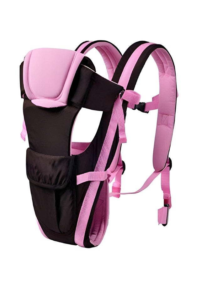 Everstep Bag/Adjustable Hands Free 4 in 1 Baby/Baby sefty Belt/Child Safety Strip/Baby Sling Carrier Bag/Baby Back Carrier Bag Front Carry Facing (Black & Pink) - Image 1