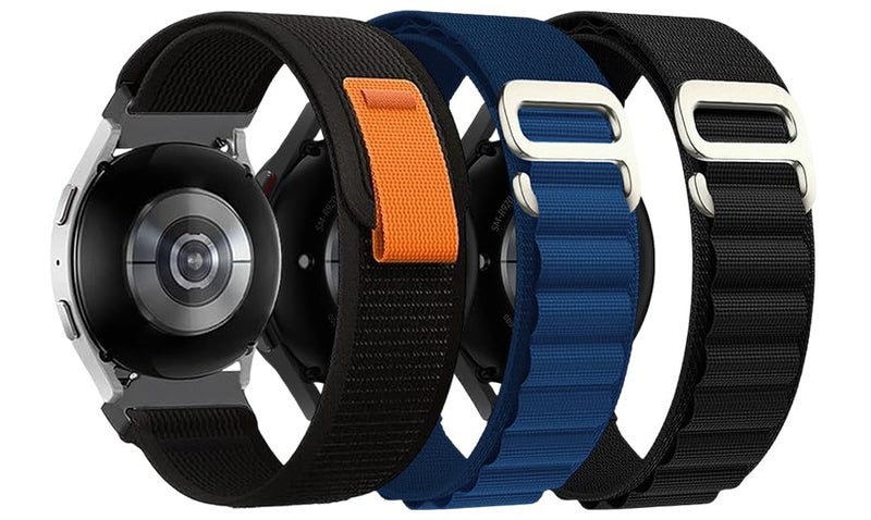 Estrenar 22mm Nylon Smart Watch Strap with Quick Release Pin, Alpine & Trail Loop Compatible with ColorFit Pro 4/Max, OnePlus, Amazfit GTR, Galaxy Watch 3, Realme S/S Pro Black,Navy,Black - Image 1
