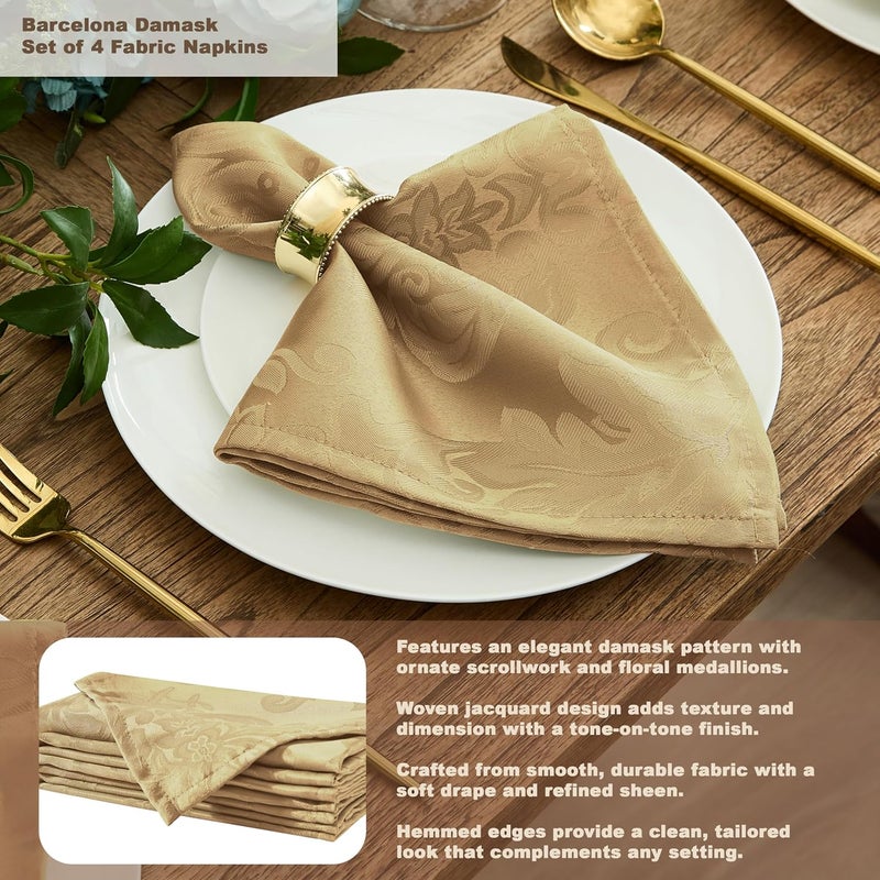 Newbridge Barcelona Damask Fabric Tablecloth, 60 x 102 Inch Rectangle, Gold – No Iron, Soil Resistant Table Cover for Dining, Parties and Holidays - Image 5