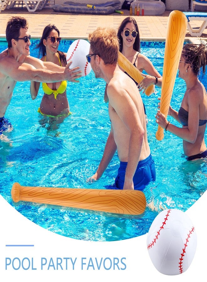 Feradny 9 Pack Inflatable Bat Set Include 6 Pcs 32 Inch Blow up Baseball Bat and 3 Pcs Ball Inflates Inflatable Wood Grain Bat for Summer Pool Sports Theme Birthday Party Favors - Image 4