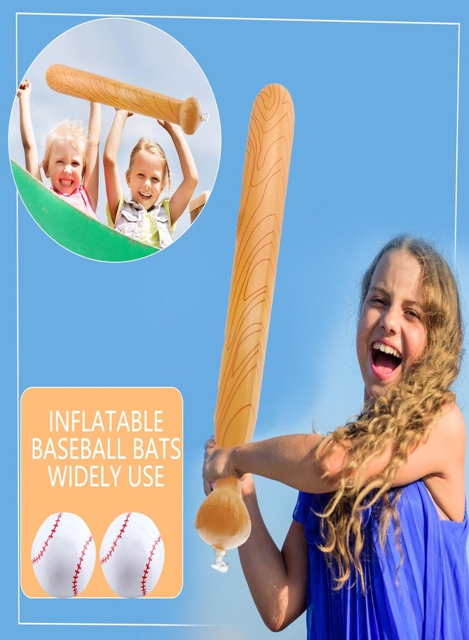 Feradny 9 Pack Inflatable Bat Set Include 6 Pcs 32 Inch Blow up Baseball Bat and 3 Pcs Ball Inflates Inflatable Wood Grain Bat for Summer Pool Sports Theme Birthday Party Favors - Image 3