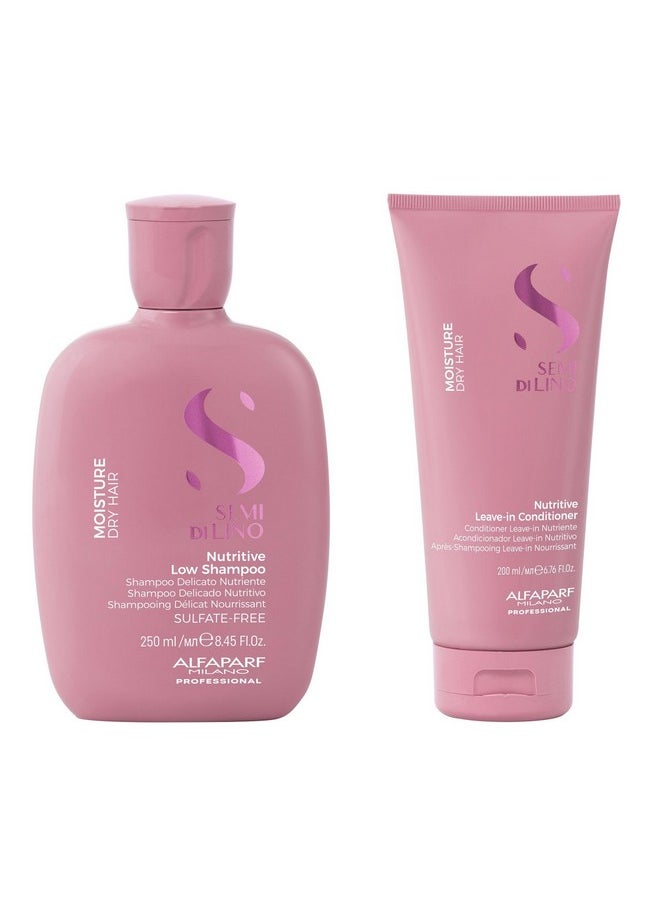 ALFAPARF MILANO Semi Di Lino Moisture Nutritive Shampoo And Conditioner Set For Dry Hair Sulfate Free Moisturizing Shampoo And Conditioner Safe On Color Treated Hair Adds Shine And Softness  - Image 2