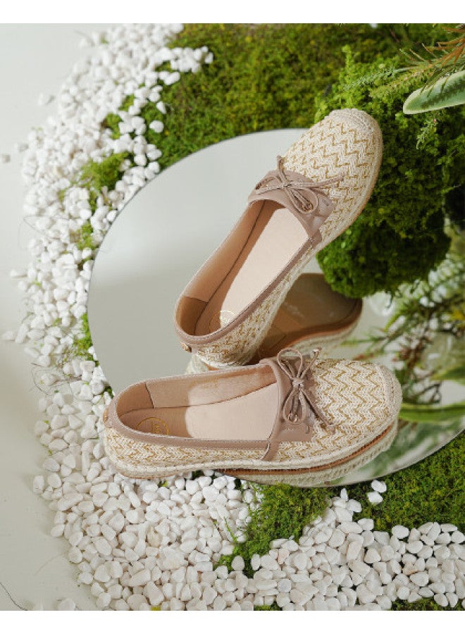 SAFIYA Saturday's Small Elegance Commuter Shoes 2025 Spring New Fashion Bow Flats Woven Fisherman Shoes - Image 1