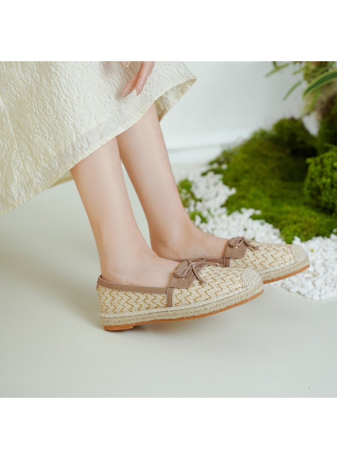 SAFIYA Saturday's Small Elegance Commuter Shoes 2025 Spring New Fashion Bow Flats Woven Fisherman Shoes - Image 4