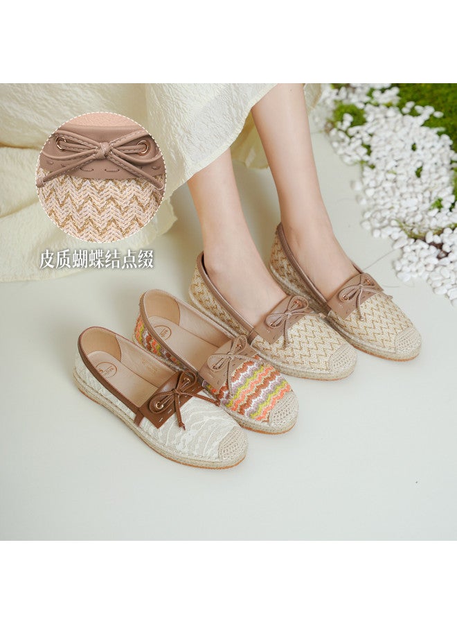 SAFIYA Saturday's Small Elegance Commuter Shoes 2025 Spring New Fashion Bow Flats Woven Fisherman Shoes - Image 2