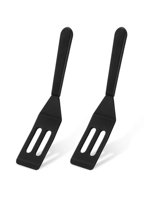 Mini Brownie Serving Spatula Flexible Nonstick Silicone Serve Turner HeatResistant Cookie Slotted Spatula for Flip Egg in Small Frying Pan Cookie Batter Lemon SquaresBlack2 Pieces